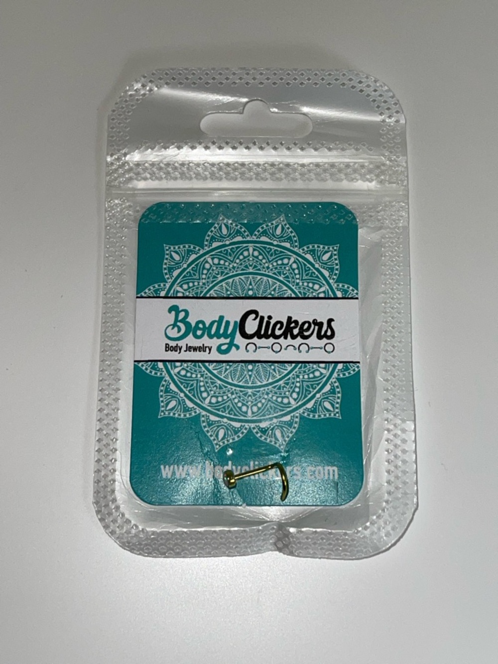 20 gauge Gold Titanium White Opal Nose Ring